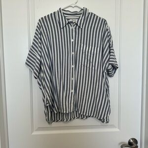 Madewell Blue and White Stripe Boxy Button Up Size L